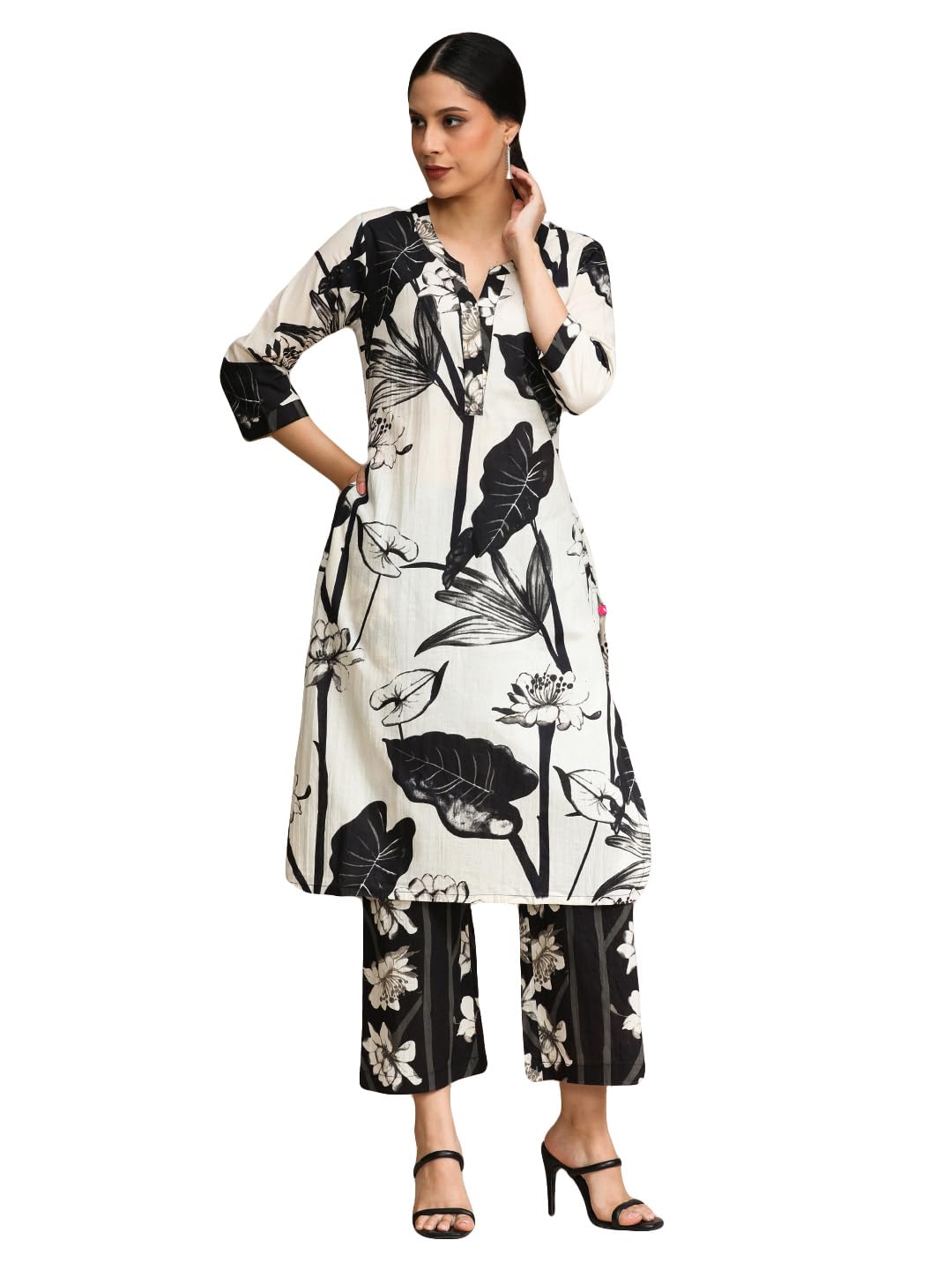 Varanga Floral Printed Apple Hem Kurta With Trouser