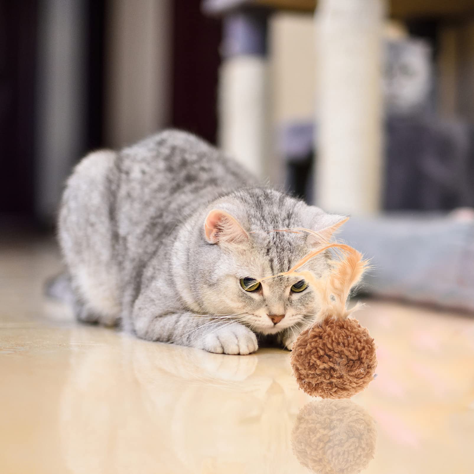 Kisangel 45piezas Juguete Interactivo para Gatos De De Juguete De Peluche y Cascabeles Estimula La Curiosidad y Diversión De Tu Gatito