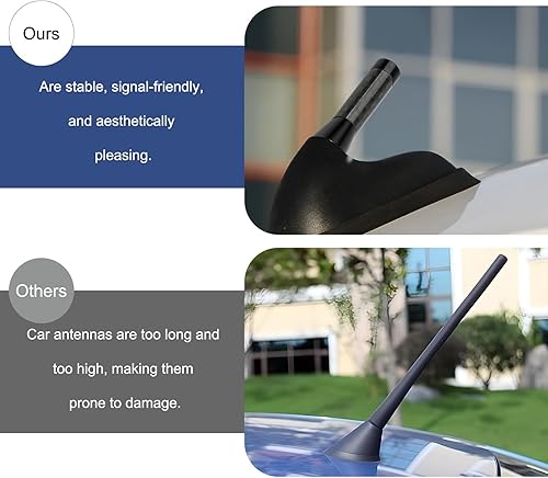 Miniatura 4 de Antena corta para automóvil, antena de radio automática de 1.37 pulgadas con tornillos y juntas de goma, repuesto de mástil de antena de techo corto