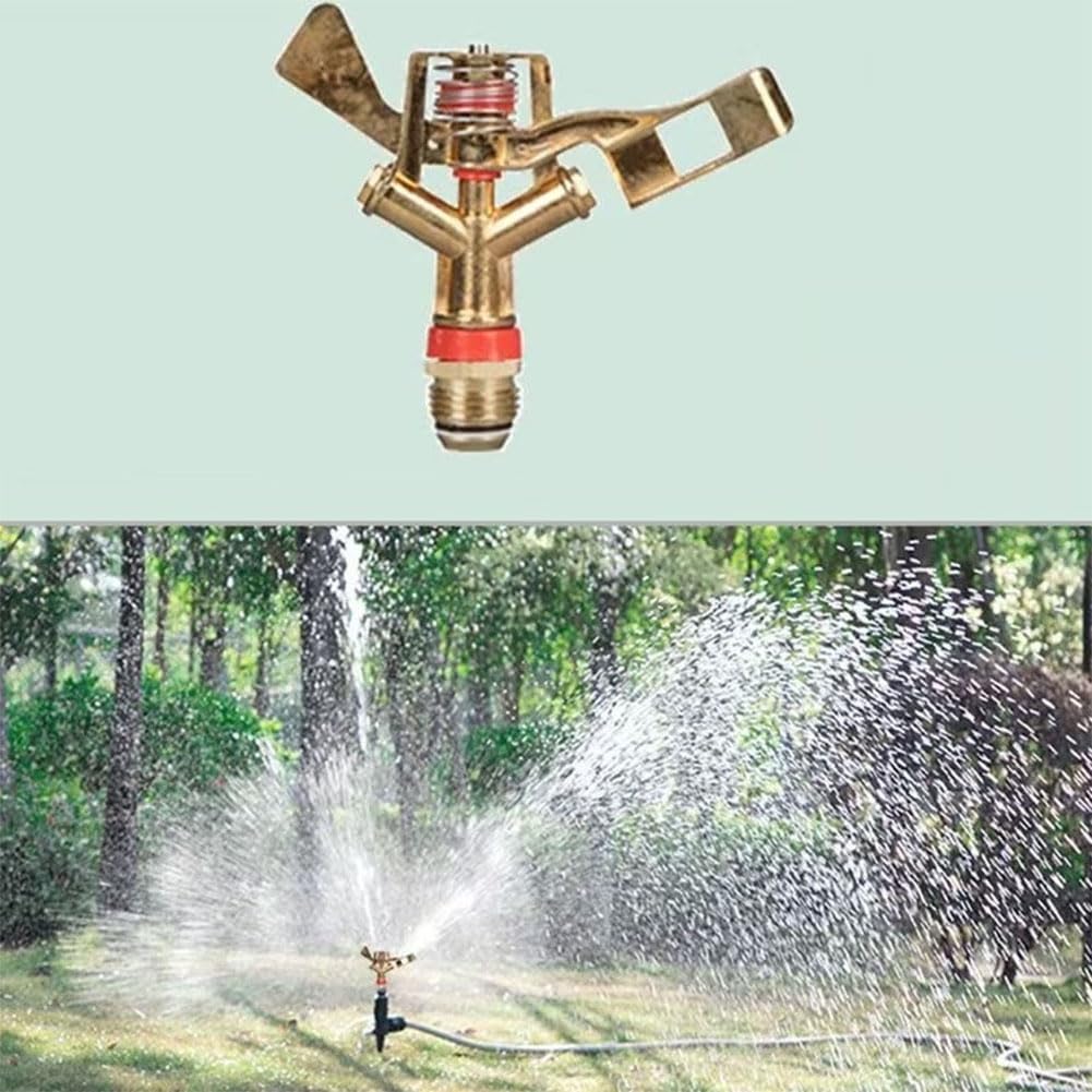 Cabeza de rociador de impacto de plástico y aleación -Cabeza de aspersor ajustable de plástico pesado con cobertura de agua 0°-360°Patrón 1/2" alloy rocker double spray full metal 5 piezas