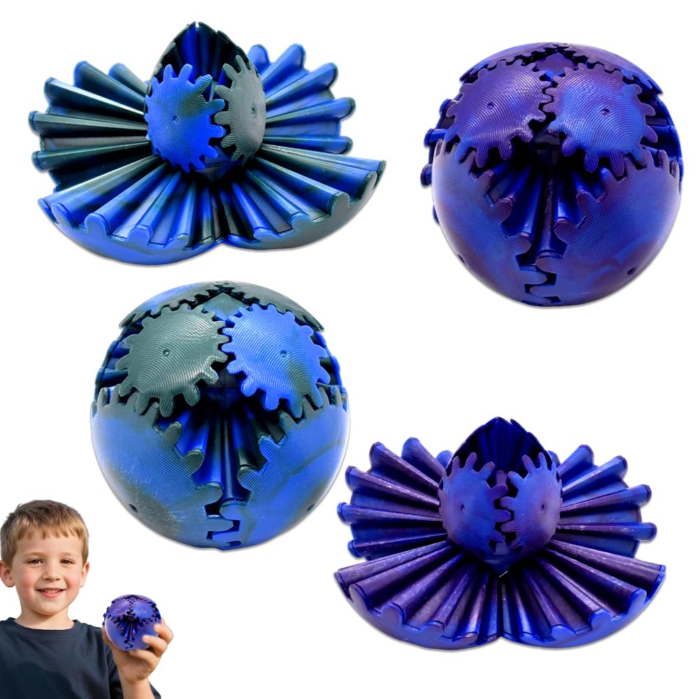 2PCS Gear Ball Fidget Toys, 3D Printed Fidget Toys Spinning Gear Sphere Multicoloured Gearsphere Cube Fidget Ball Whirling Wonder Fidget Balls Stress Relief Cool Stuff Toy Fun Desk Toy for Adults Kids