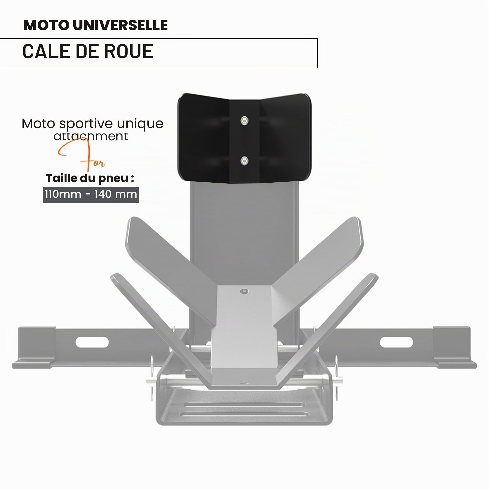 GRAND PITSTOP Cale de roue universelle pour moto Crusier, Sports et Dirt Bikes, très résistante capacité de charge de 907,2 kg, support de moto pour remorque, entièrement réglable, amovible et pliable