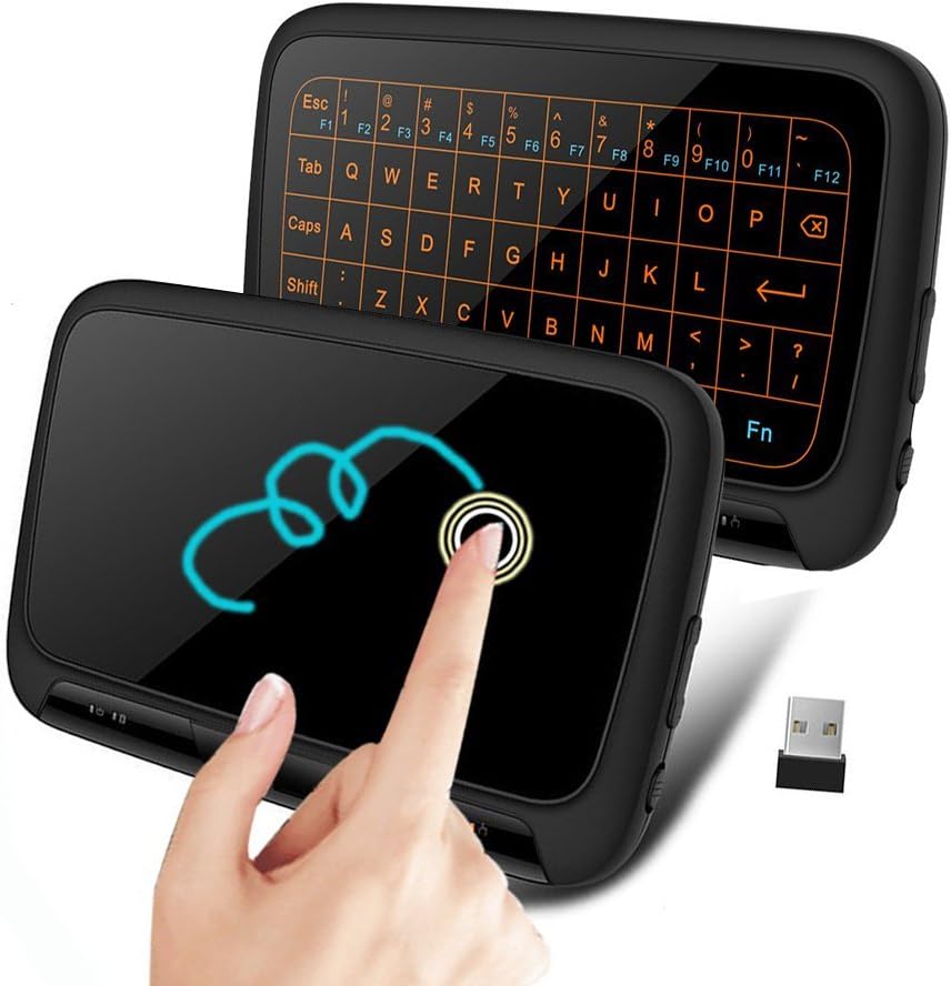 Mini Keyboard Touchpad, 7Lucky Backlit 2.4G USB Wireless Touch Keyboard Mouse : Rechargeable Remote Control for Windows Computer, HTPC, IPTV, PC, Laptop, Raspberry Pi 3, Surface Pro, Nvidia Shield TV