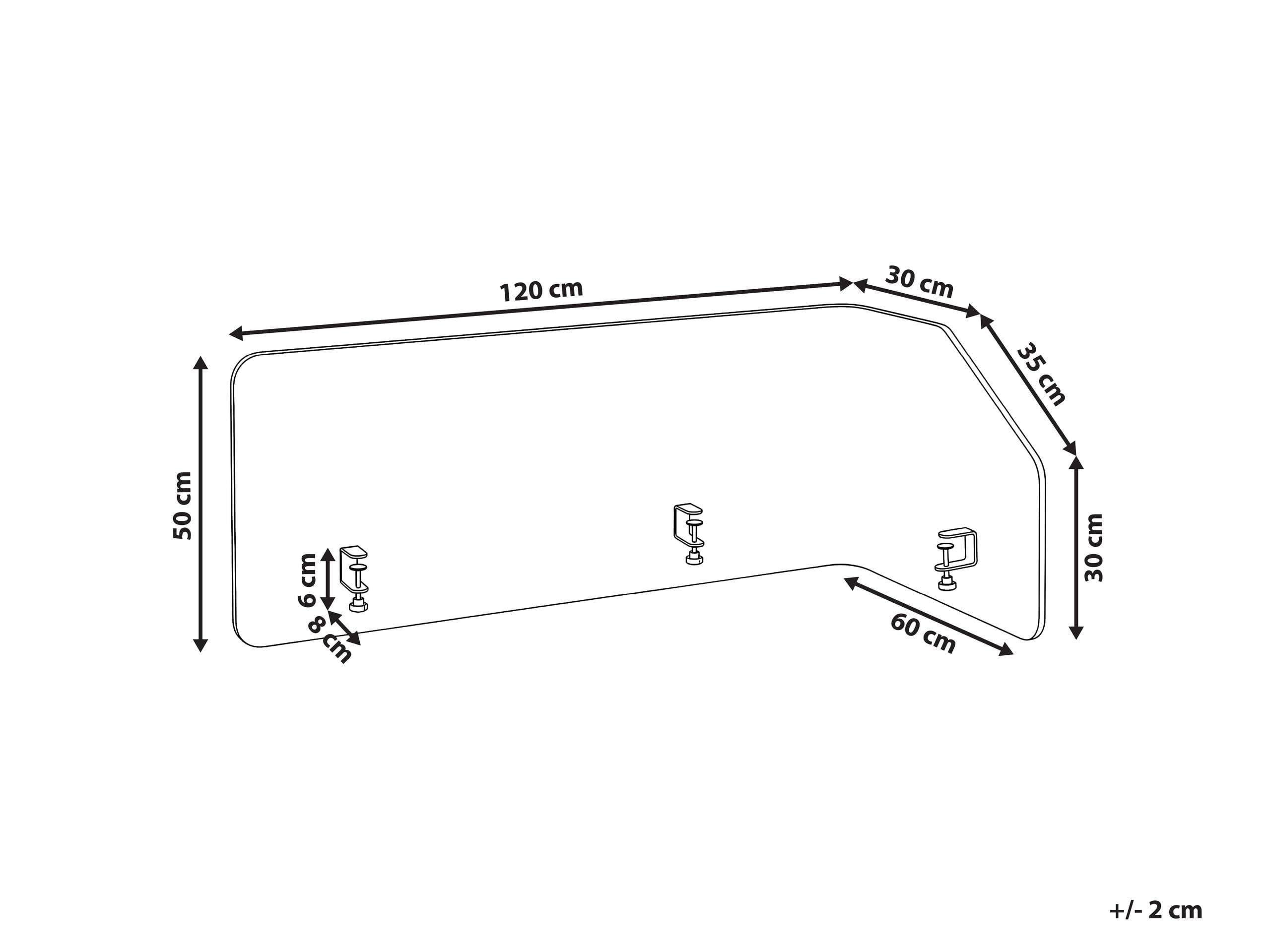 Beliani Schreibtisch Trennwand L-Form Filz Akustik Polster hellgrau 120 x 60 x 50 cm zum Klemmen Foldy