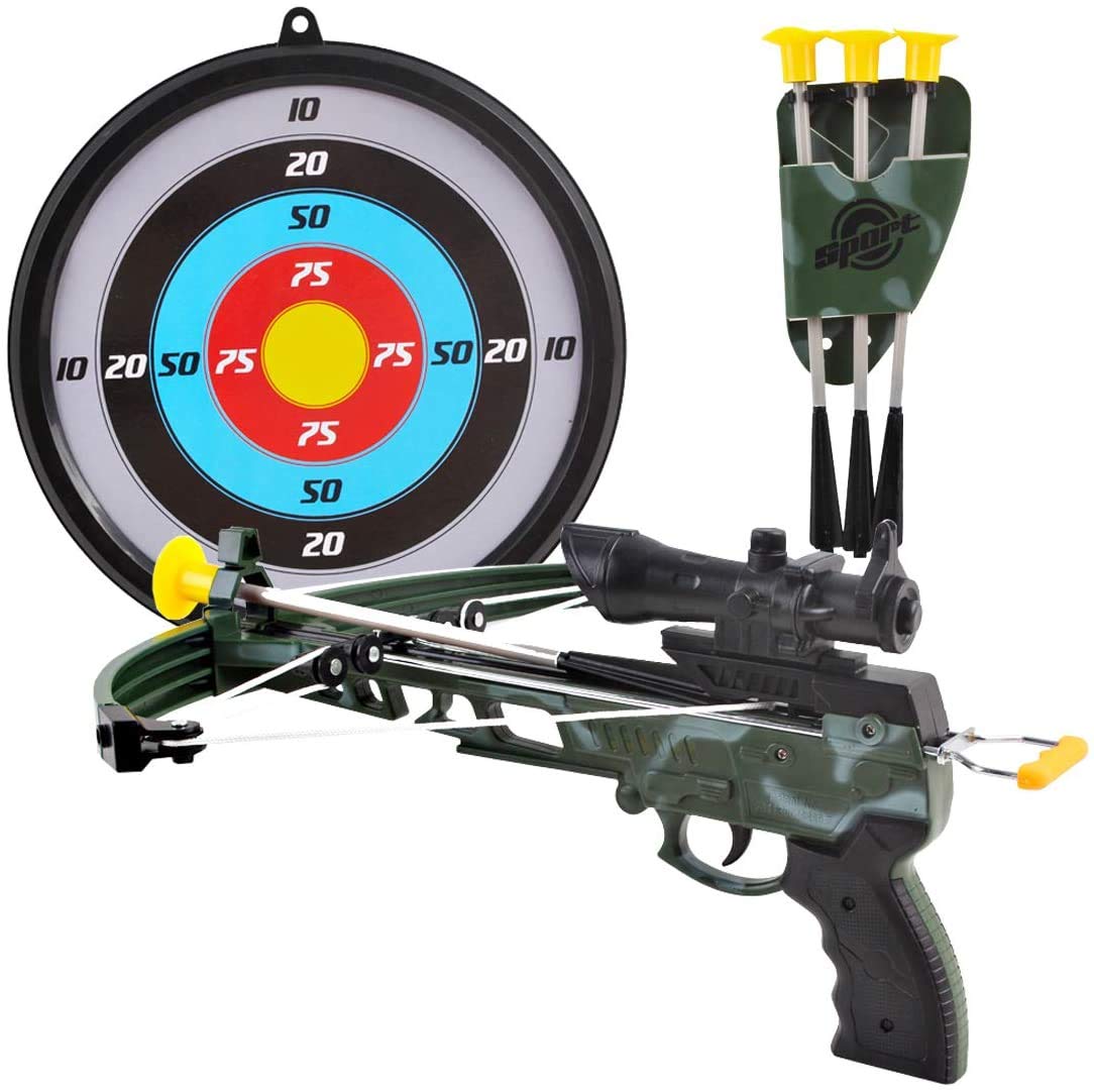 Liberty Imports Military Action Camouflage Kids Toy Crossbow Set - Includes Suction Cup Arrows and Target