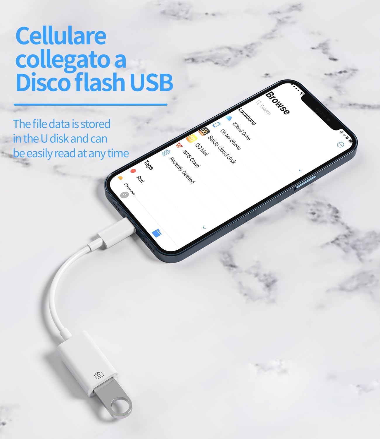 Adattatore da Lightning a USB Cavo OTG per Apple iPhone 14 13 12 11 Pro Max 7 8 Plus X SE XS XR Per iPad Air Chiavetta Scaricare Foto Mouse Lettore Schede Accessori Card Reader Jack Sdoppiatore