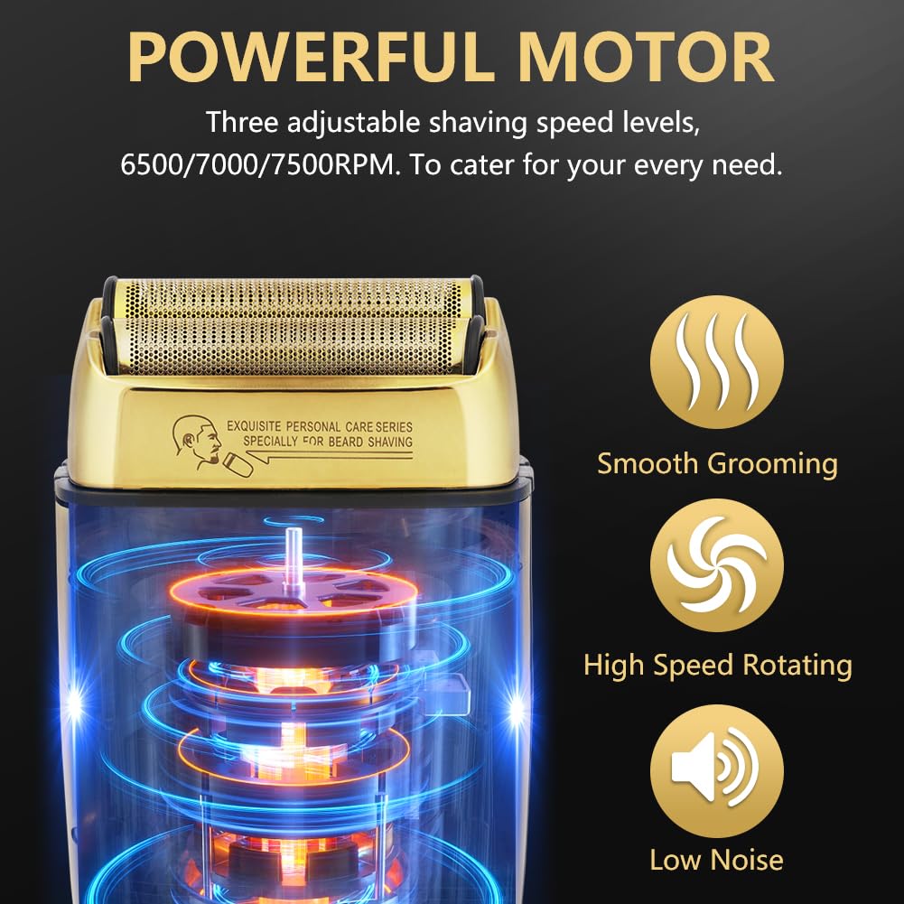 AOOWU Rasoio a Lamina Doppia da Uomo, 2 In1 Rasoio Elettrico Barba e Capelli con Sostituire Staccabile Lame, Portatile Impermeabile Rasoio da Viaggio, Ricarica USB, per Una Rasatura Liscia