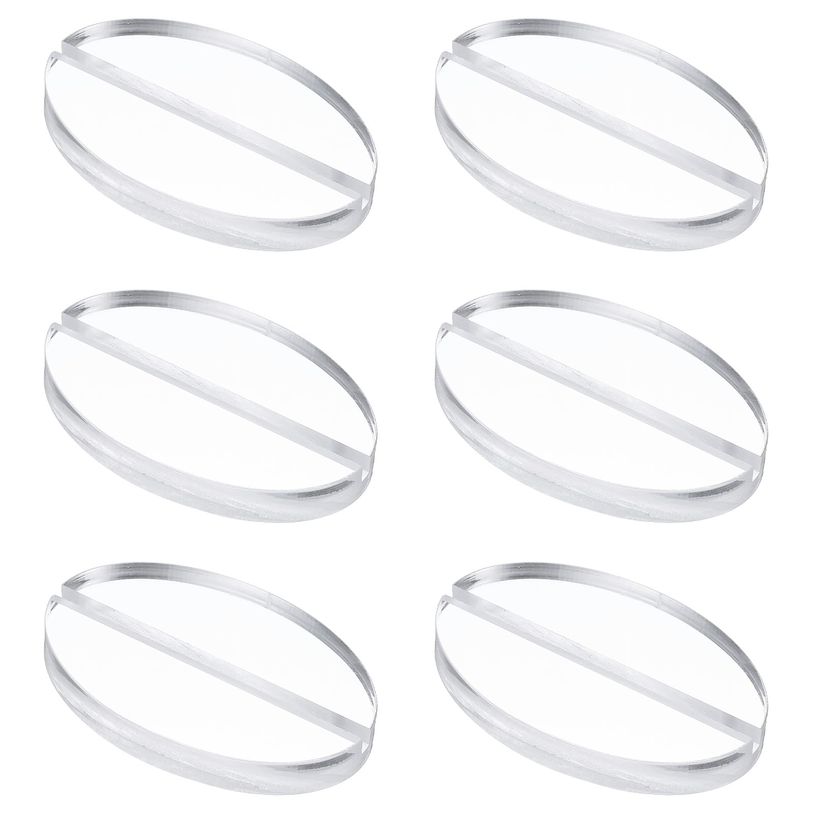 PATIKIL 6Pcs Place Card Holders 3.1" Clear Acrylic Stand Wedding Sign Oval Name Card Holders Table Number Stand with 1/8" Slot for Wedding Birthday Exhibition Office Display, 80 x 50 mm