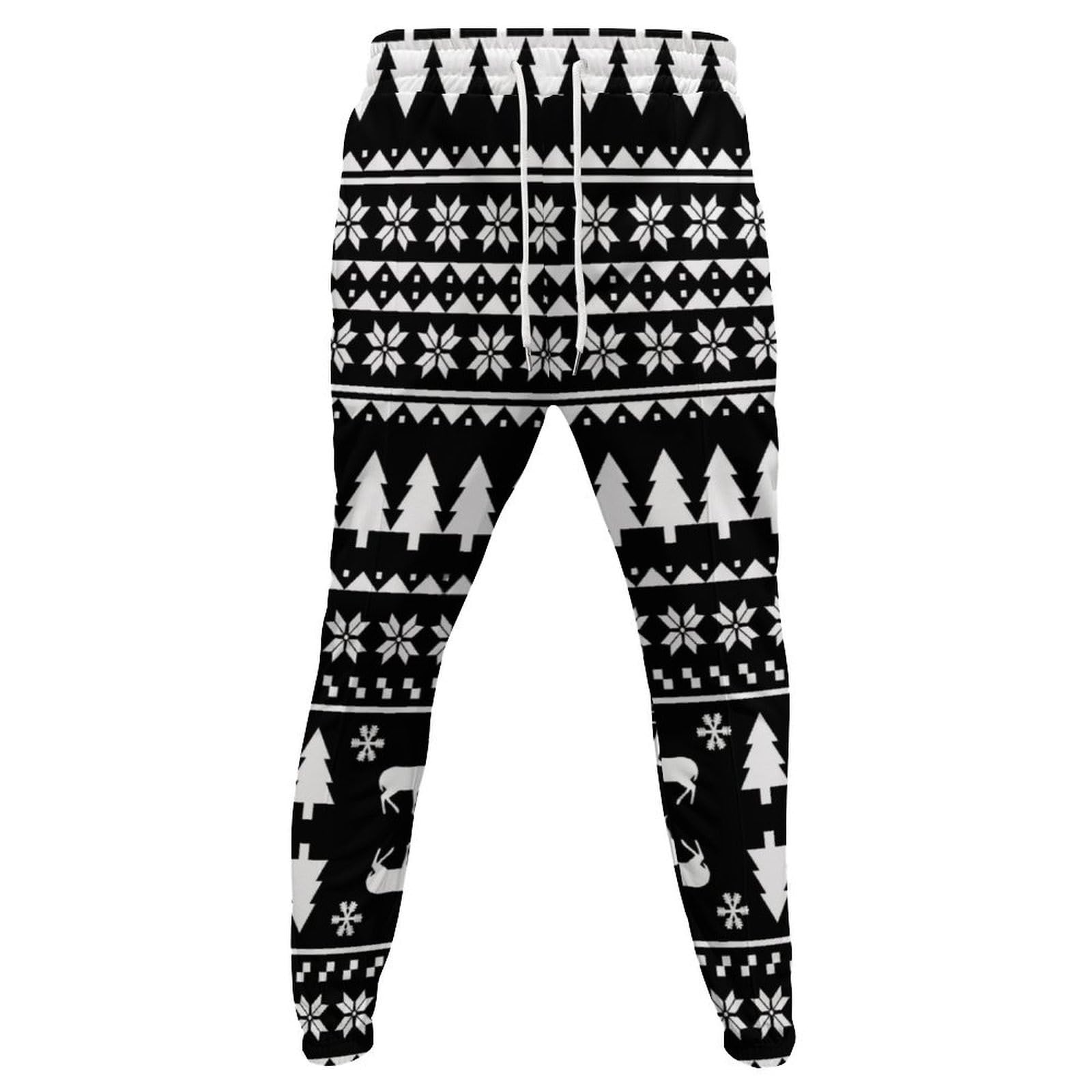 Générique Set di abbigliamento sportivo da uomo 2 pezzi Pantaloni della tuta con cappuccio stampati natalizi casual da uomo