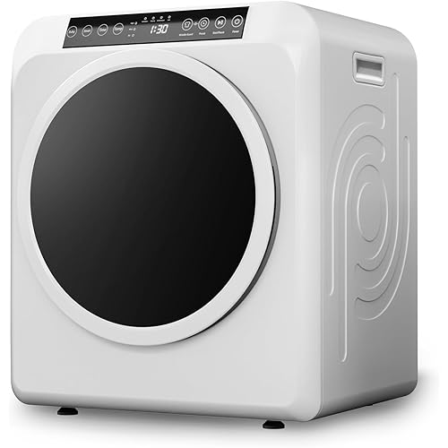 ROVSUN 13.2LB Portable Clothes Dryer, 3.5 Cu.Ft High End Front Load Tumble Laundry Dryer with LCD Touch Screen, Stainless Steel Tub for Apartment, Home, Dorm-110V, Classic White