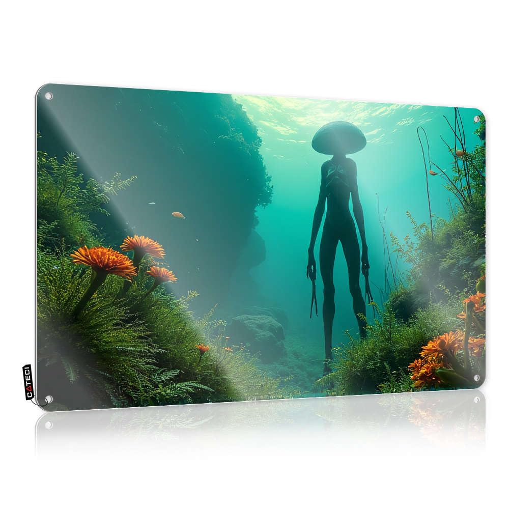 Fzfn Boys Colour An Alien Figure Stands Amidst Vibrant Underwater Flora. Wall Art Tiki Bar Decorations | Western Accessory Decorative Wall Art(30X40cm)