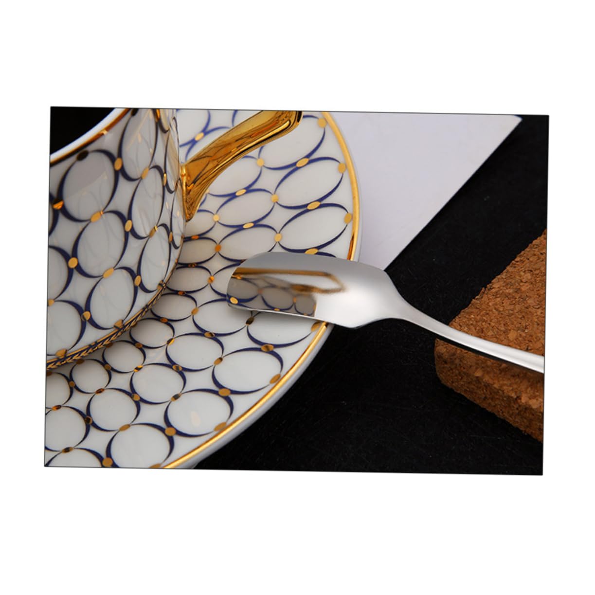 KICHOUSE 304 Stainless Steel Square Spoon Long Handle Mixing Spoon for Desserts and Drinks