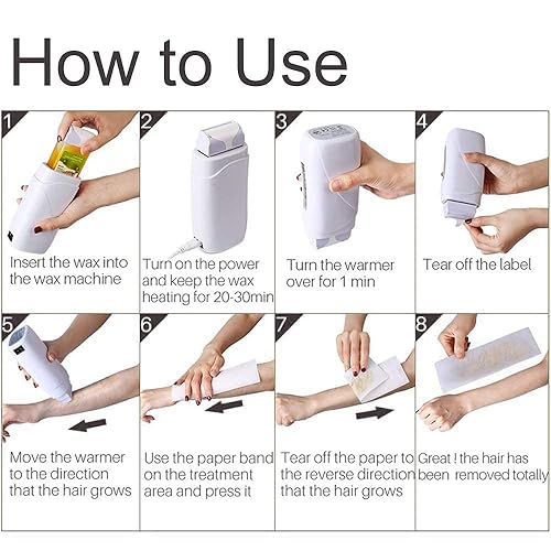 Miniatura 7 de iMeshbean® Kit de cera enrollable, rodillo depilatorio en rodillo calentador de cera, máquina de depilación para mujeres, kit de depilación con