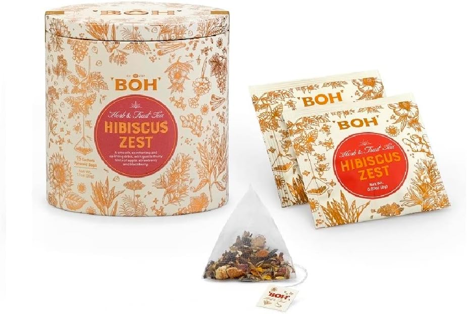 BOH Fruit Tea "Hibiscus Zest" from Hibiscus Blossoms, 15 Pyramid Bags