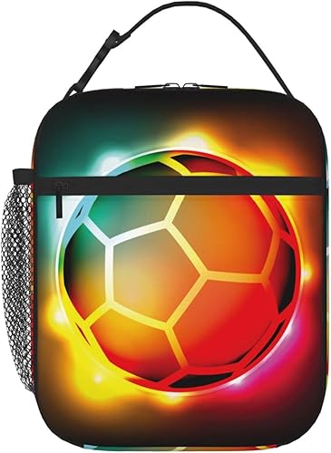 SARA NELL Lonchera de bola de fuego con diseño de bola de fuego, con aislamiento, reutilizable, portátil, para mujeres, hombres, adolescentes,