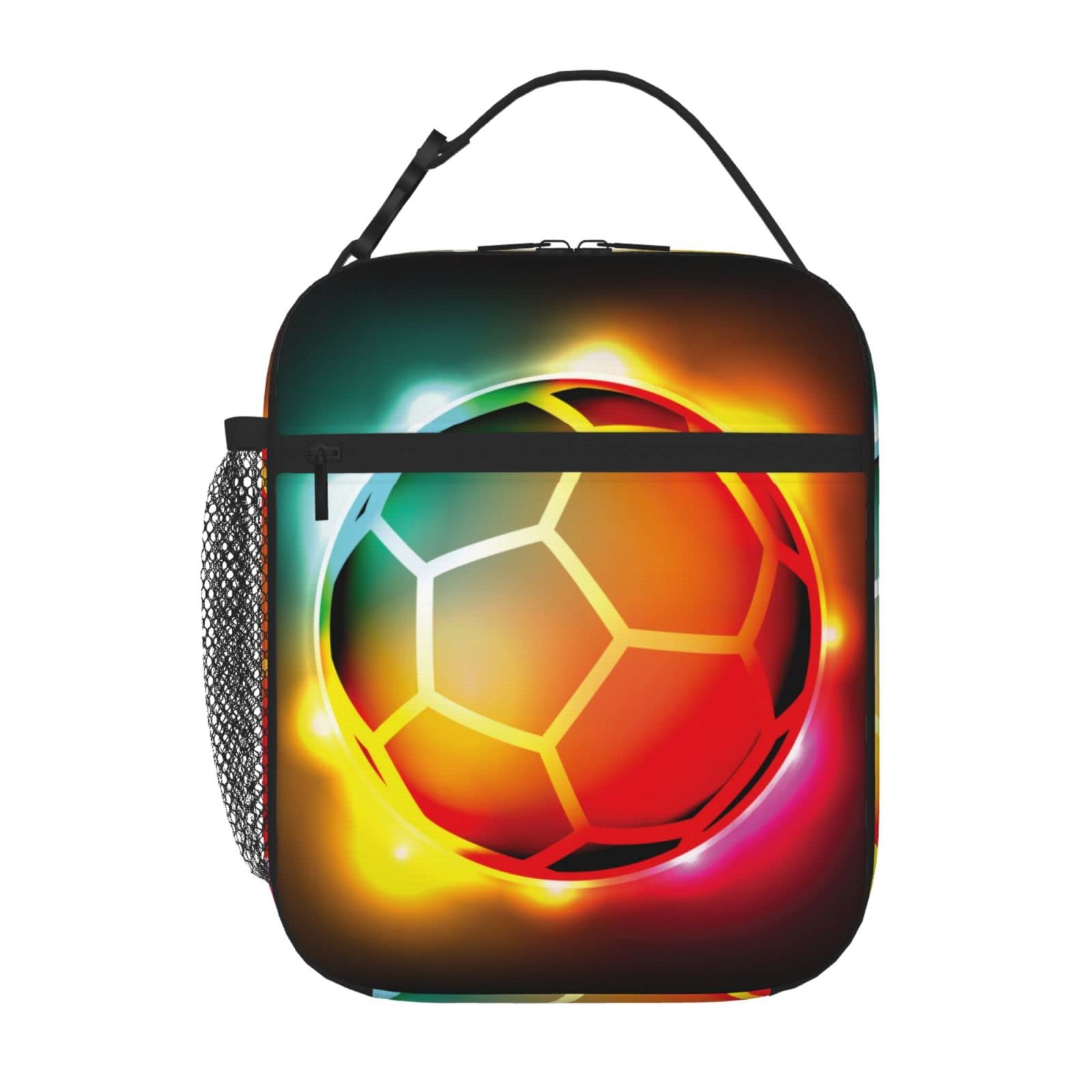 SARA NELL Cool Colorful Growing Fireball Lunch Box Soccer Lunch Bag Insulated Reusable Portable Lunch Tote Cooler Bag for Women Men Teens Kids, Office Work School Travel Lunchbox