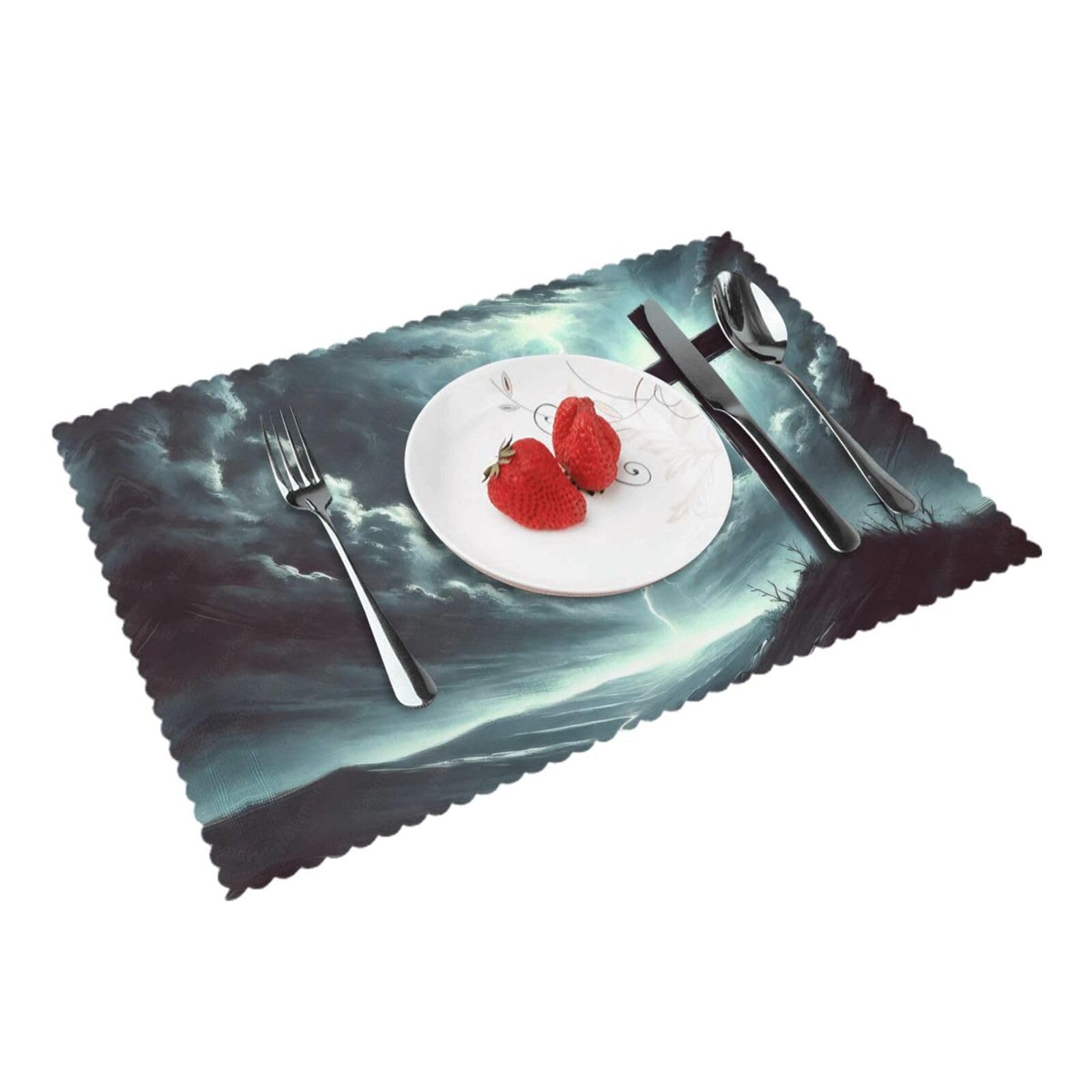 Cross Lightning Placemats Set of 4 Print Table Mats Place Mats Table Decor for Kitchen Dining 12X18 in