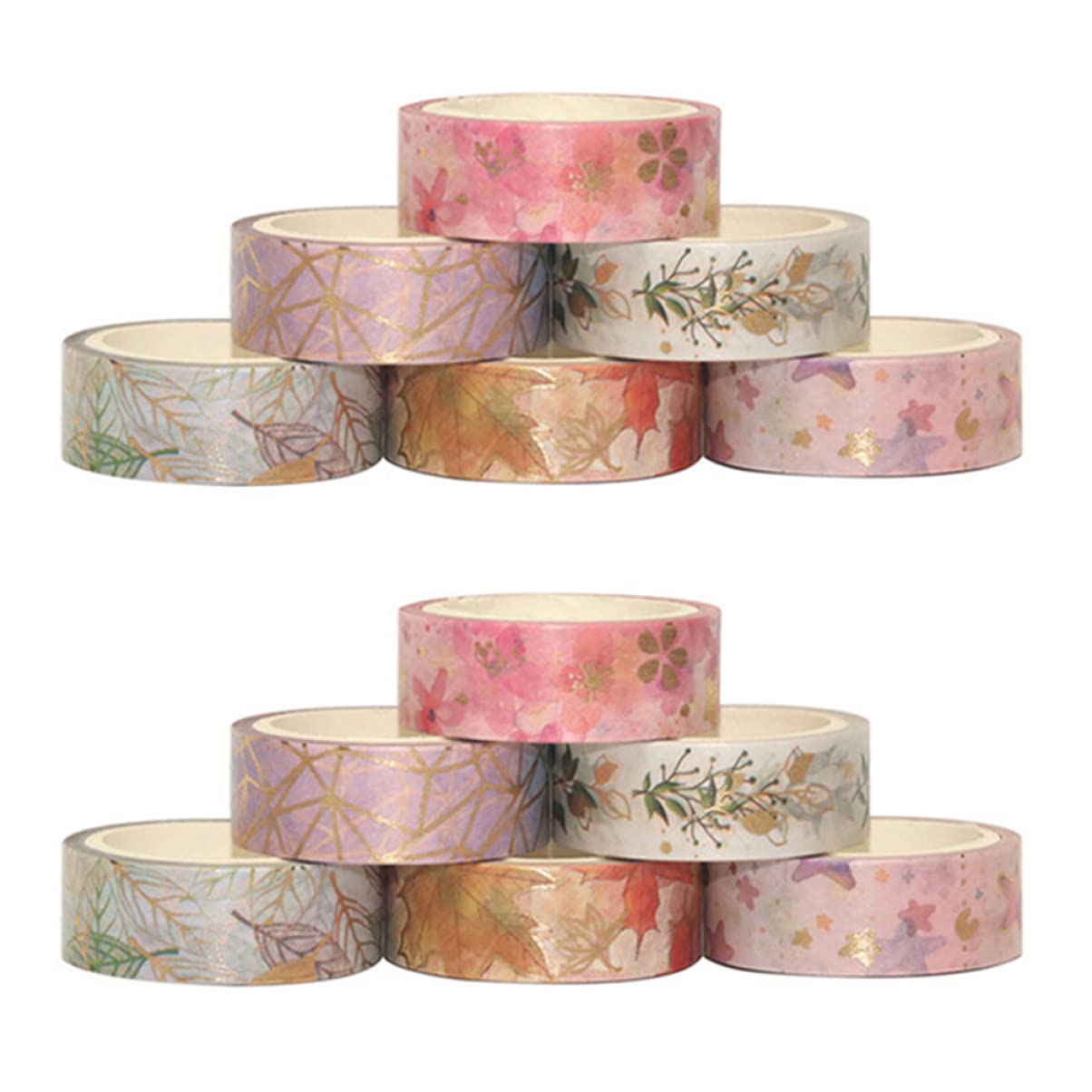 SHINEOFI 2 Set Di Nastro Decorativo Giapponese Washi Masking Tape 500 Cm Rotolo Rimuovi Ottimo Per Progetti Artigianali in Ufficio 12 Pezzi * 2
