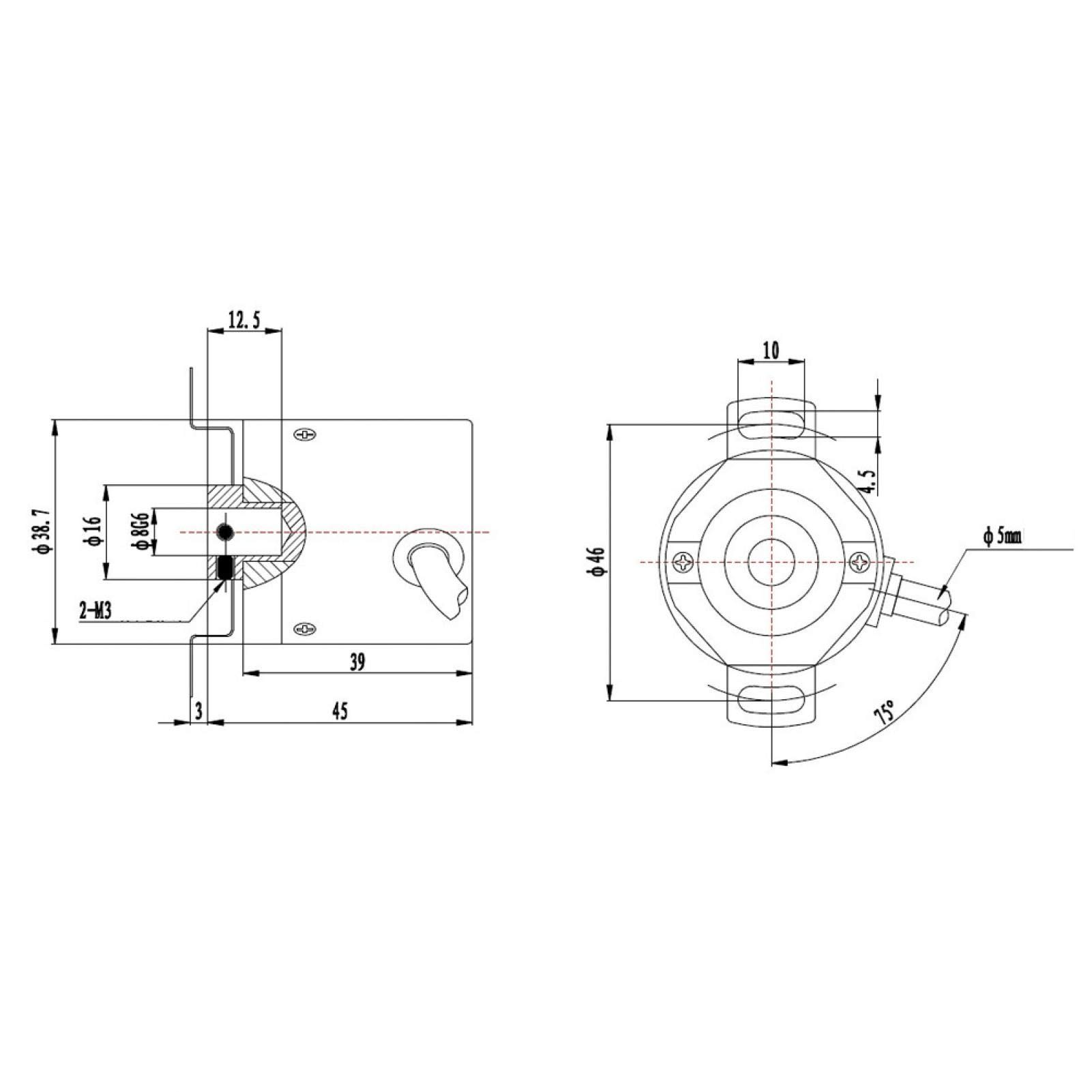 GTK3808 Drehgeber, DC5V-24V Optoelektronischer Drehgeber ABZ 3-Phasen-Hohlwellengeber