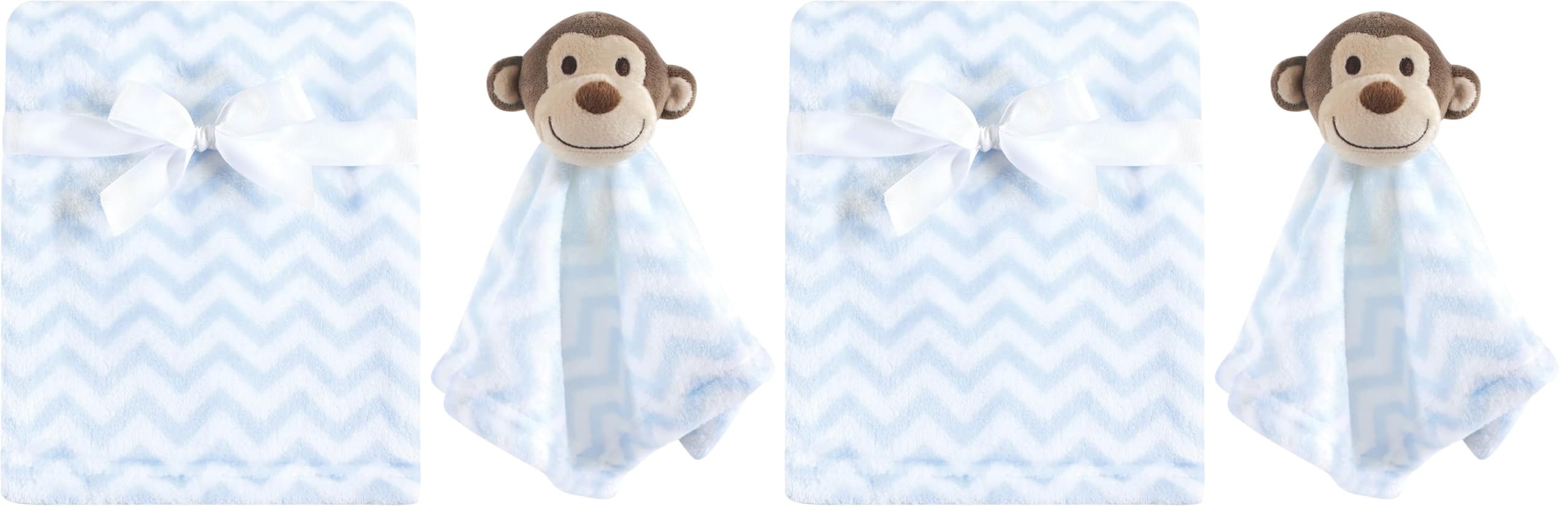 Hudson Baby Unisex Baby Plush Blanket with Security Blanket, Blue, One Size (Pack of 2)