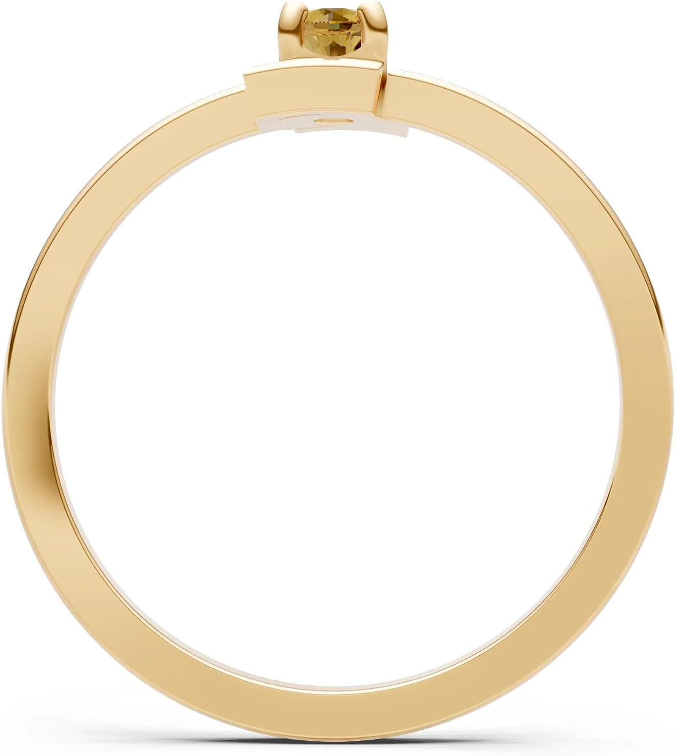 PEORA Round Cut Citrine Stackable Band Available in Solid 10K, 14K or 18K Ring – White, Yellow or Rose Gold