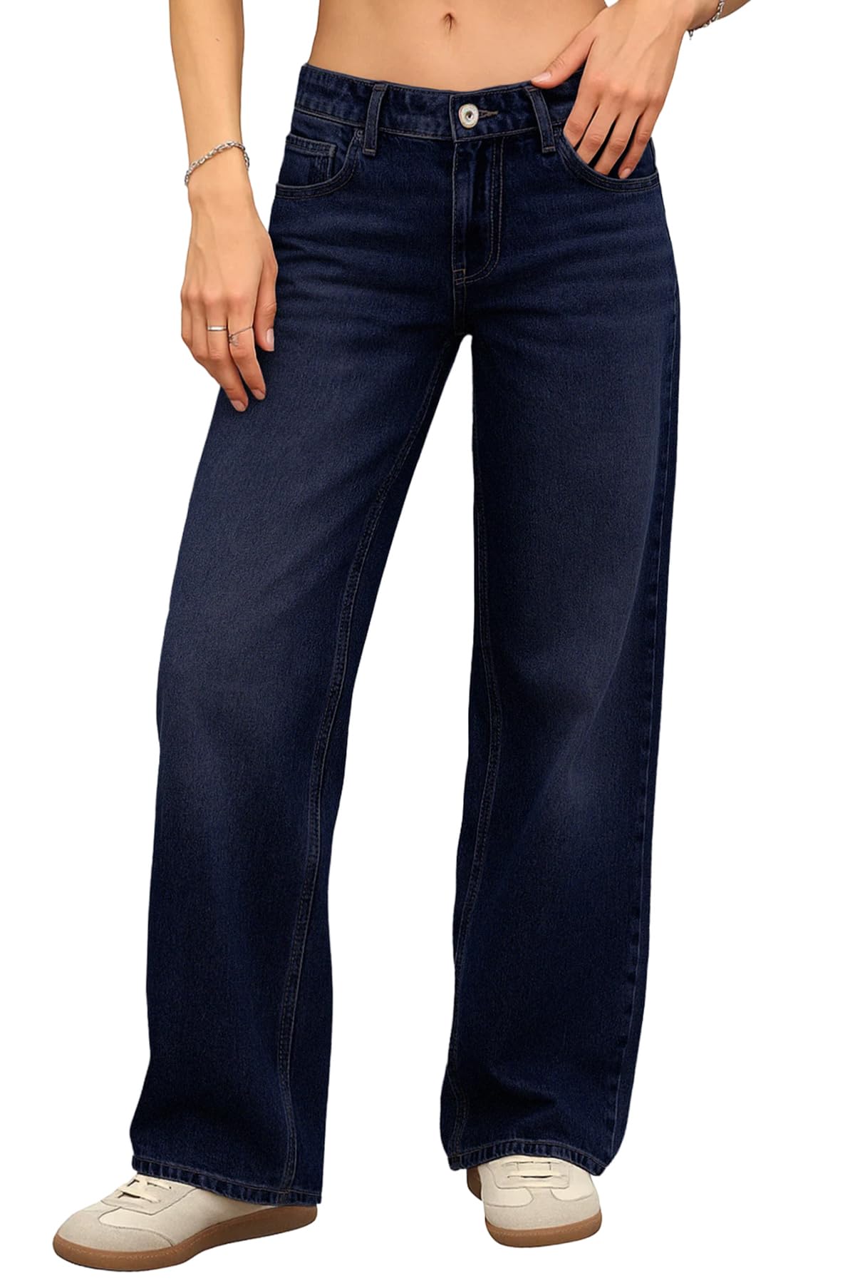 ELLEVEN Women's Low-Rise Baggy Jeans