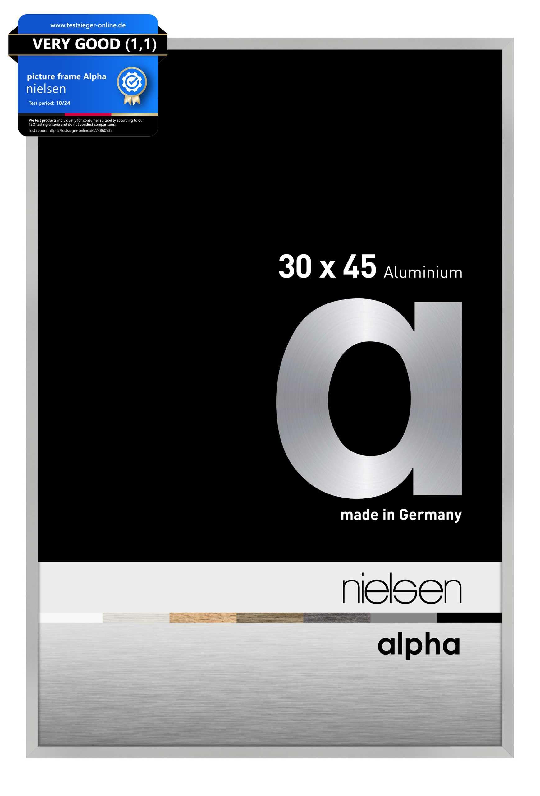 nielsen aluminium picture frame Alpha, 30x45 cm, frosted silver — image 1
