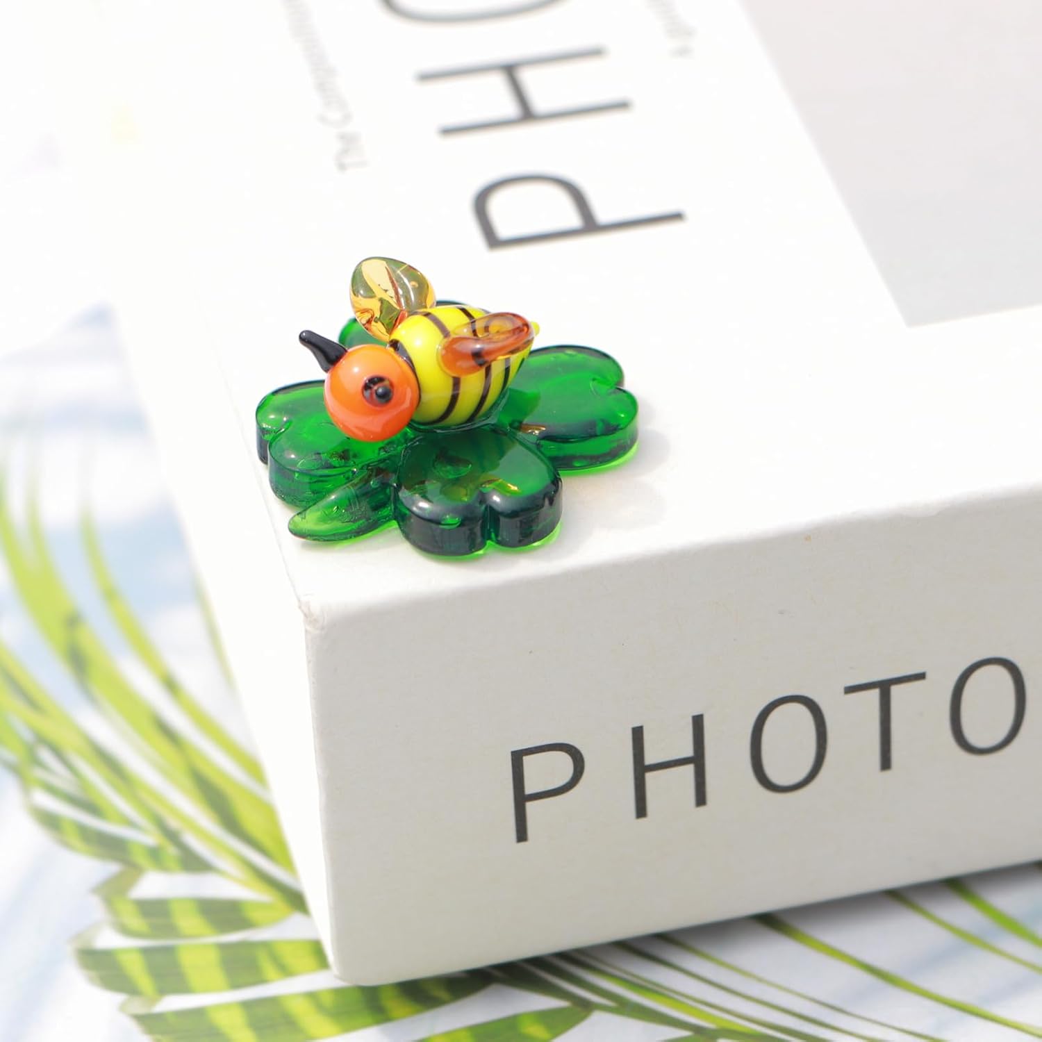 Tiny Crystal Insect Figurine Glass Clover:Hand Blown Statue Décor Room Ornament Colorful Glass Collectible Figurines Animals Statue Bee - Image 3