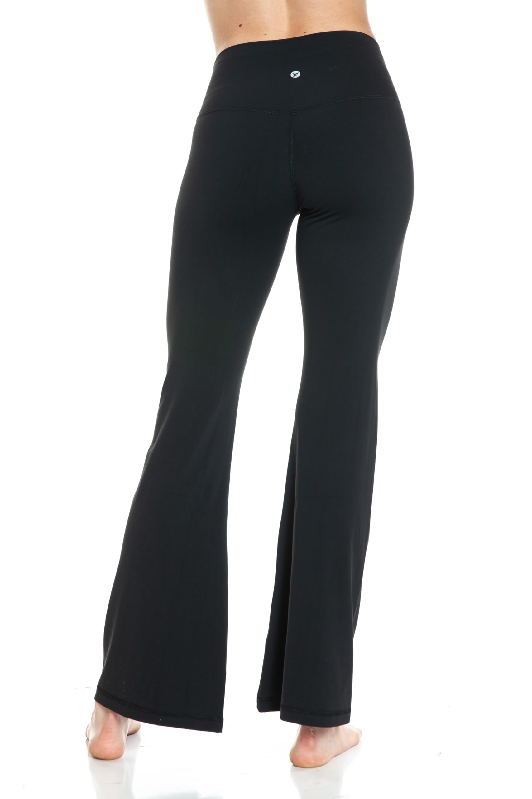 Leggings Depot Fabluxe - Leggings Acampanados para Mujer, Cintura Alta, Corte de Bota, Pierna Ancha, Pantalones de Yoga para Entrenamiento, Yoga, Oficina, Negro -, Large