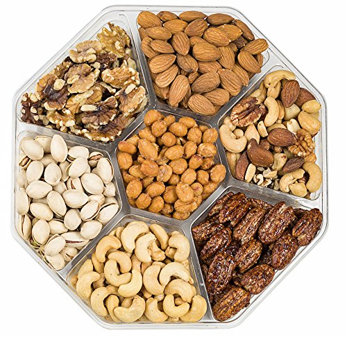 Farm Fresh Nuts Holiday Gourmet Nuts Gift Tray, Birthday, Family Parties & Movie Night, Freshly Roasted Nut Tray, Gourmet Corporate Gift Platter, 7-Section, Healthy Assortment. #TOP2