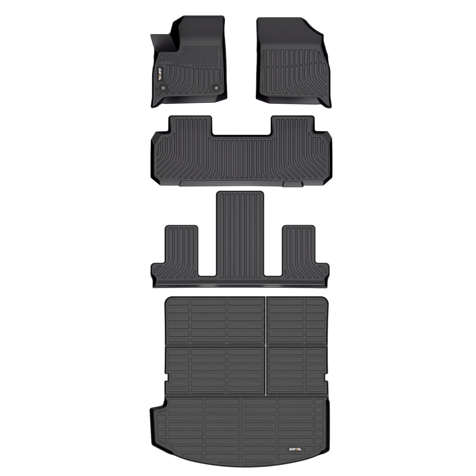 Custom Fit TPE Floor Mats & Cargo Liners for 2018-2024 Buick Enclave | 7-Seater, All-Weather Waterproof Stain-Resistant Durable Raised Edge Black Full Car Accessories, AIPOIL®