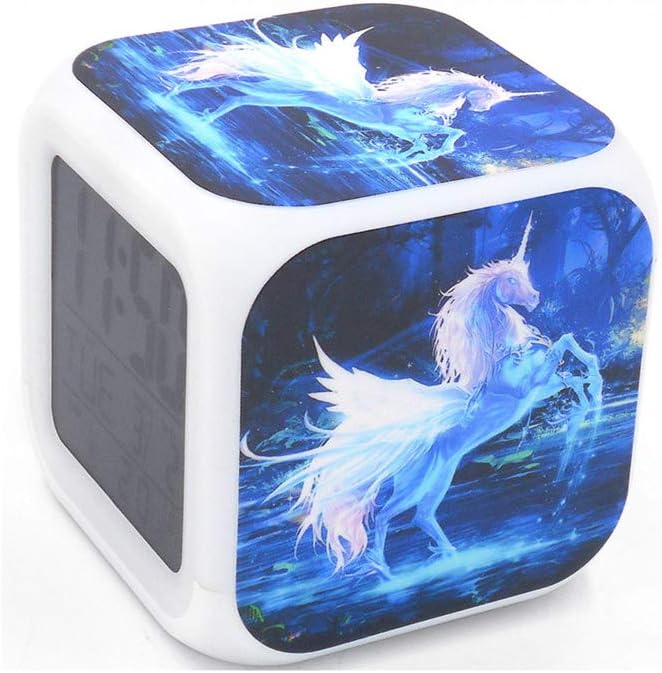 Buy BoWay 3＂Desk & Shelf Clock Unicorn Wings Fly Digital Alarm Clock