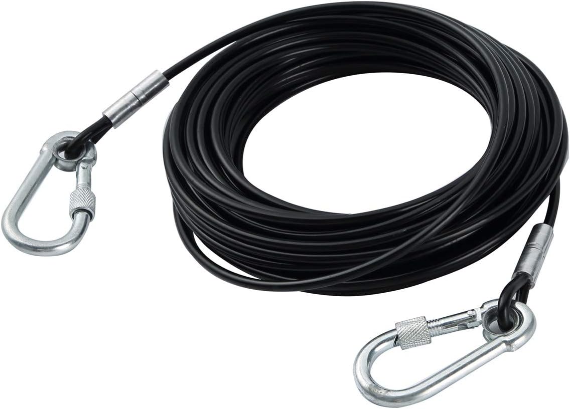 NATGAI Dog Runner Tie Out Cable Dog Leash Run Trolley Training Lead, Stainless Steel Wire Pet Runner Large Dogs (50FT)
