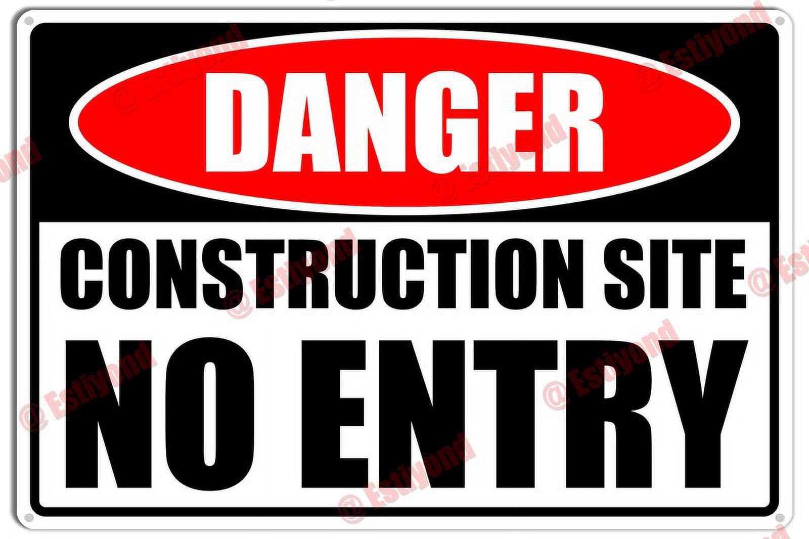 Peiyeety A01 Construction Site No Entry Caution Warning Notice Aluminum Metal Sign 12X16 Inches