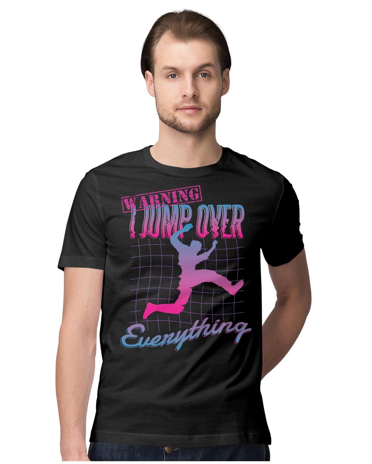 HeybrohMen's Regular Fit T-Shirt I Jump Over Everything - Parkour 100% Cotton T-Shirt