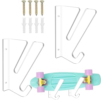 parikshit Sublimation Acrylic Skateboard wall Mounted Holder Stand Organizer for Display and Storage Universal Compatibility