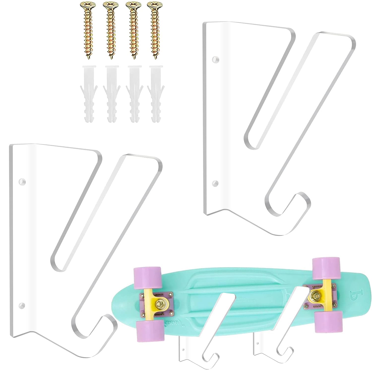 parikshit Sublimation Acrylic Skateboard Wall Holder Stand Organizer Wall Mounted Universal Compatibility-image-2