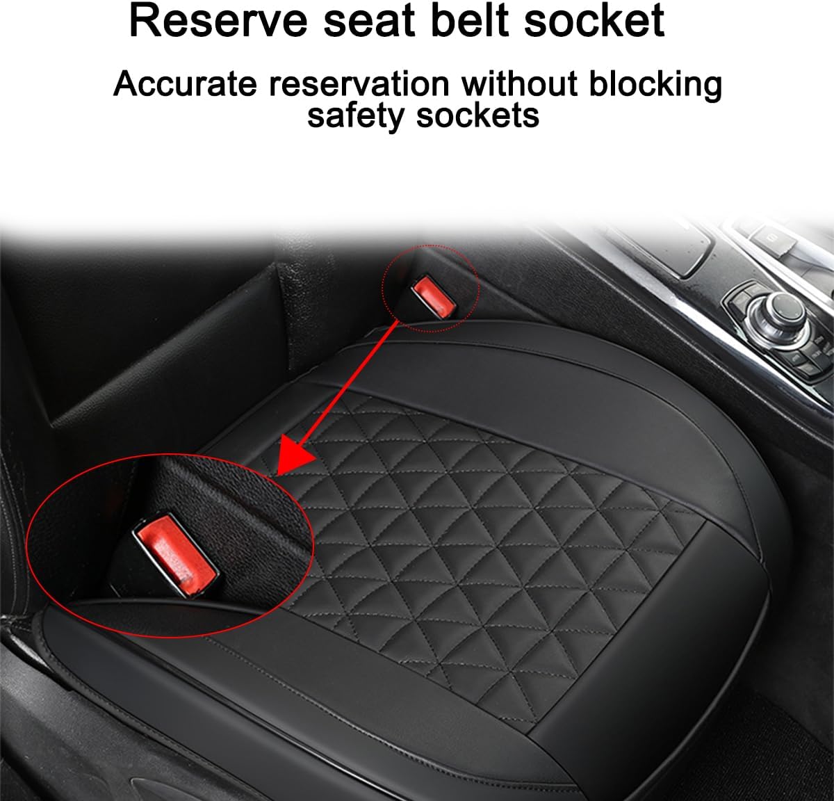 2PCS Leather Car Seat Cover, Vehicle Front Bottom Seat Protector Pad, Full Surrounded Waterproof Auto Seat Protective Cushion with Storage Pocket, Universal for SUV, Truck, Sedan（Black）