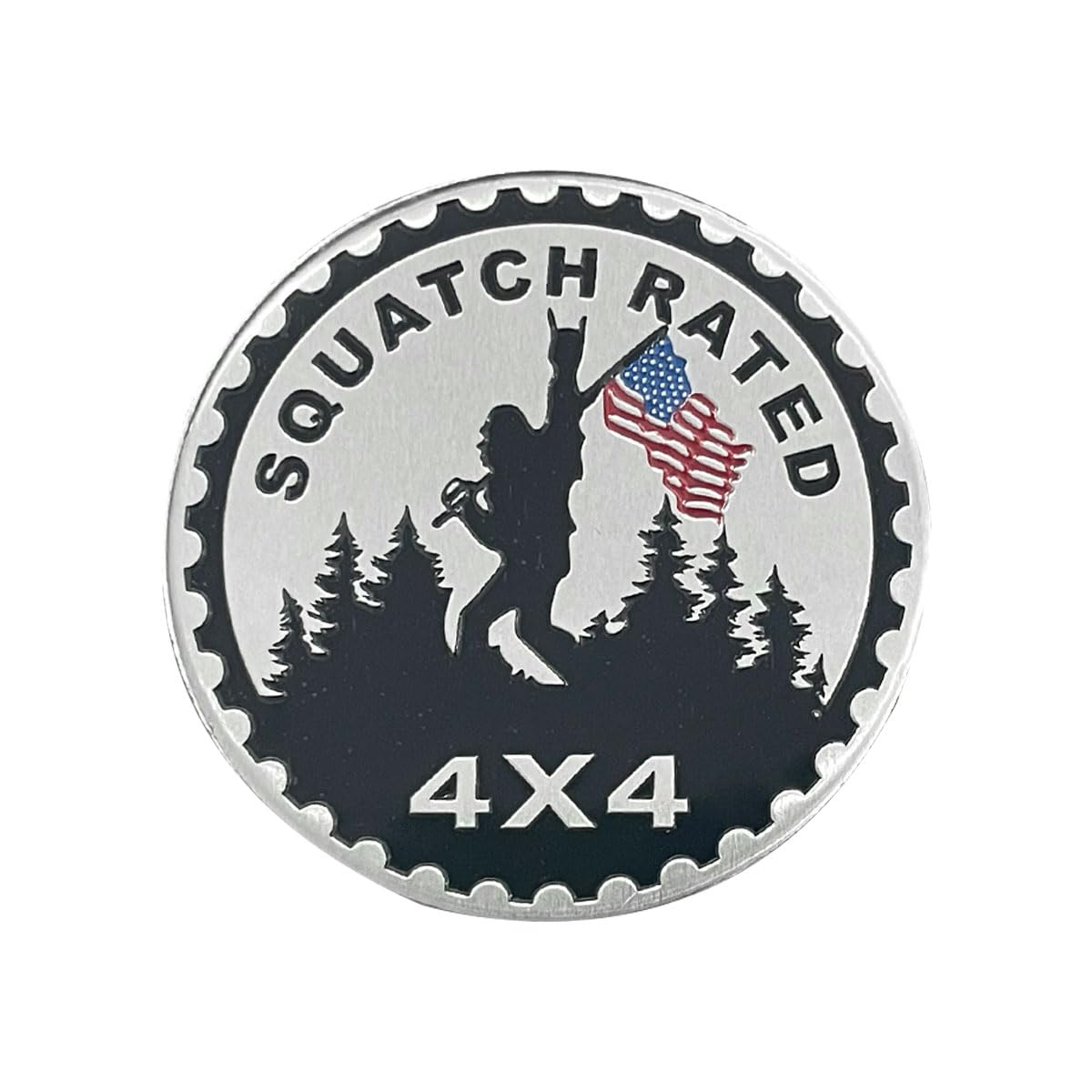 Squatch Badge Rated Car Emblem, 4 x 4 3D Metal Car Badge Decals Stickers Round Emblem Decals, Auto Exterior Emblems Badge Compatible with Vehicles Trucks SUV RV (Squatch 1)