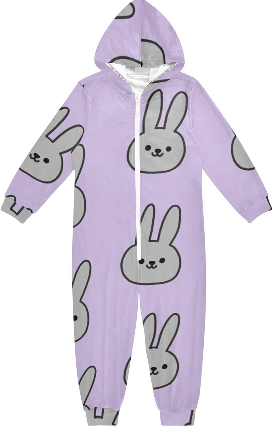 Purple Cartoon Rabbit Soft Cozy Sleepwear Holiday Pajamas Hooded Sleepwear Holiday Loungewear Christmas Home