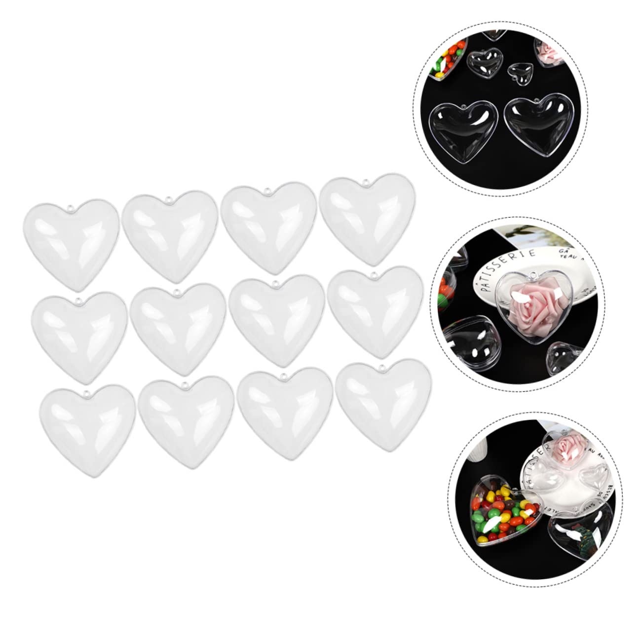 PRETYZOOM 48 Piezas Caja de Amor Transparente Decorar Bola Hueca Claro Adornos de Navidad Bolas Transparentes rellenables Cajas de plástico Transparente Cajas de Transparentes