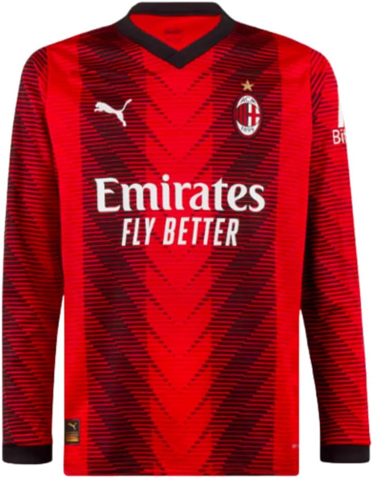 PUMA 2023-2024 AC Milan Long Sleeve Home Football Soccer T-Shirt Jersey