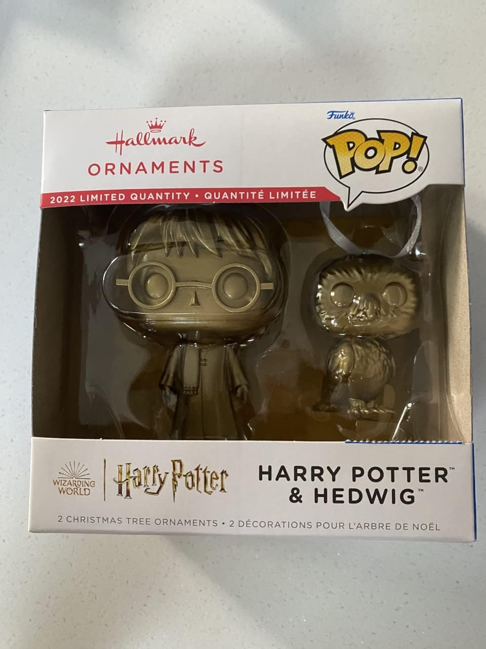 Hallmark Harry Potter Ornaments (Harry and Hedwig Funko POP!, Set of 2) - Limited Chase Gold Variants