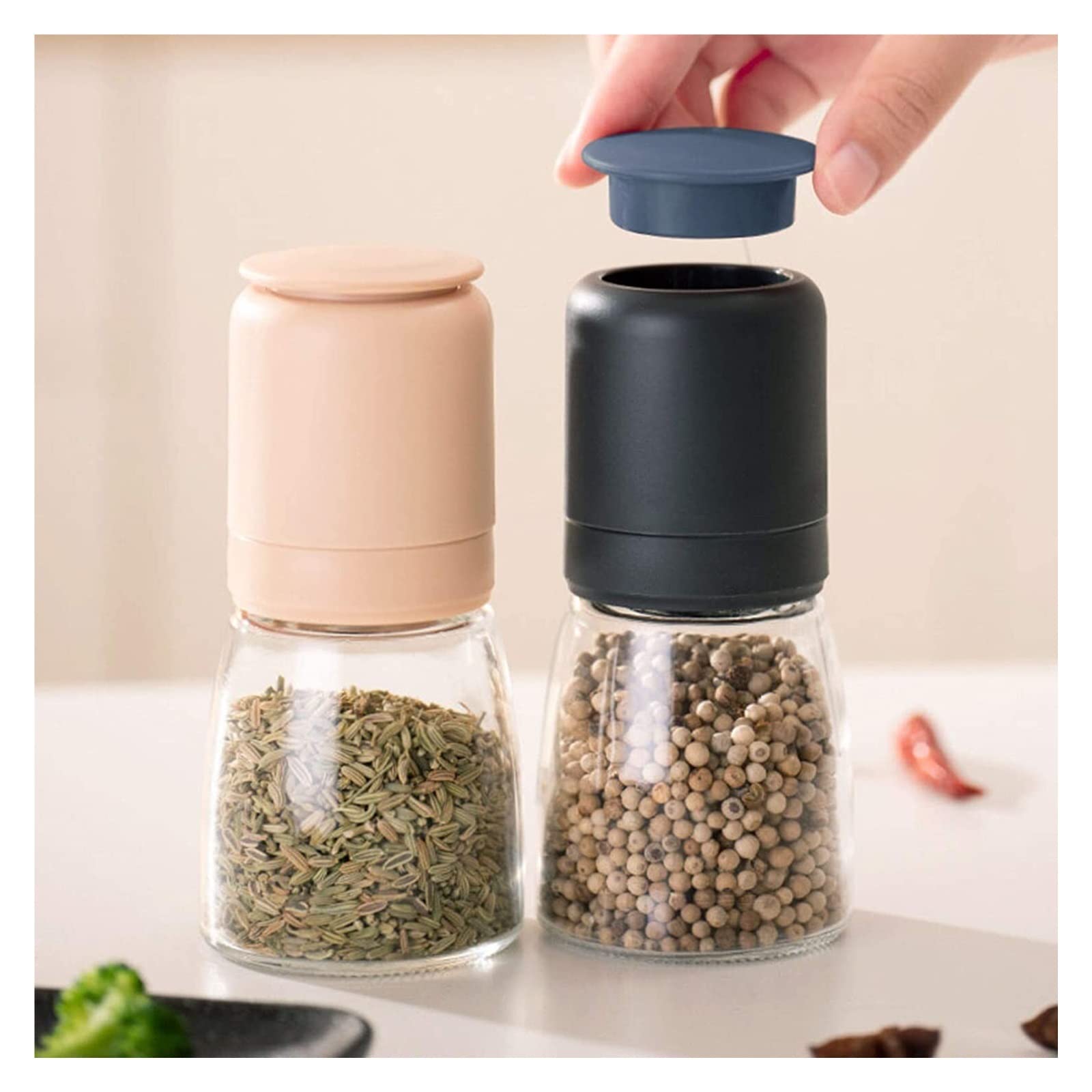 Młynek Do Pieprzu I Soli 2-częściowy Zestaw Młynków Do Soli I Pieprzu, 150 Ml, Mielenie Stałych Przypraw W Kuchniach, Restauracjach Młynków Do Przypraw(C)