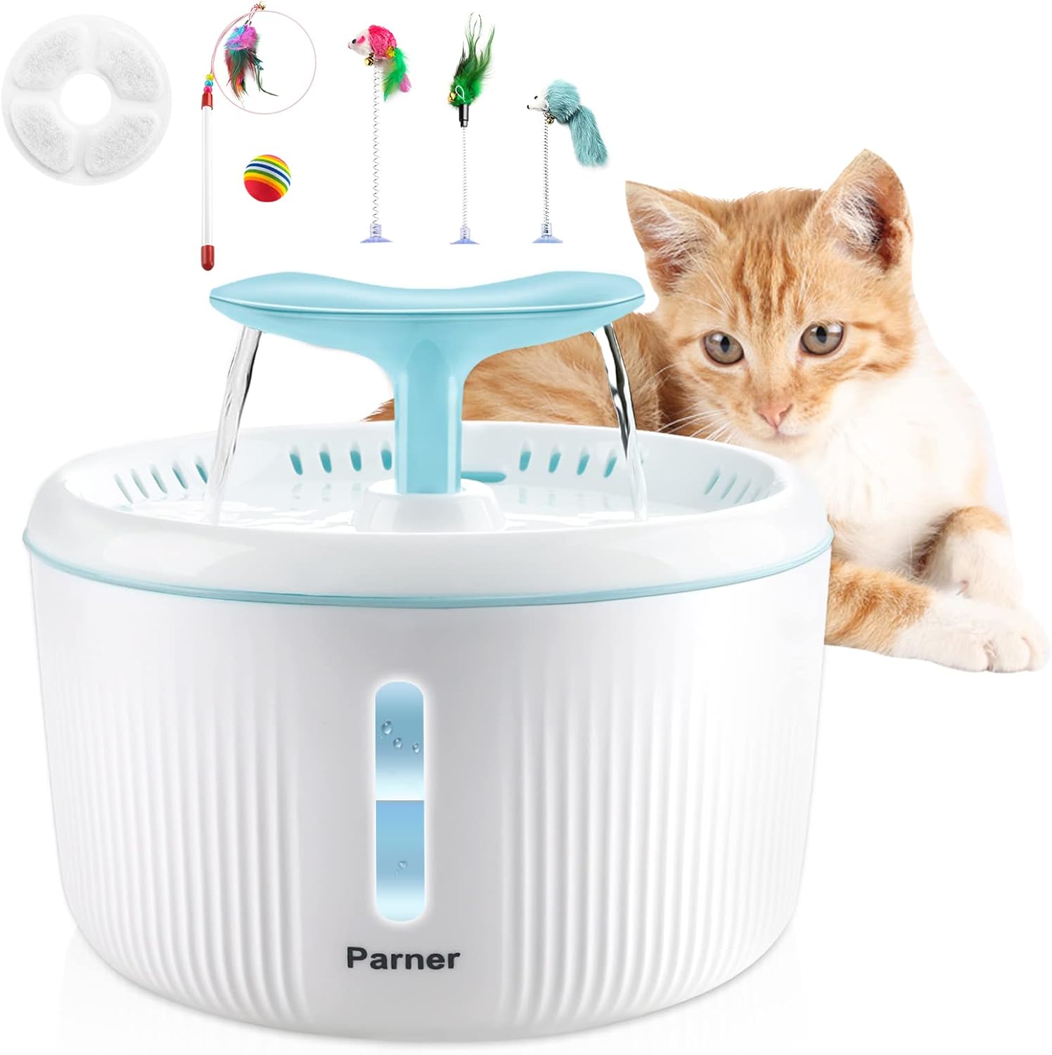 Parner Cat Water Fountain, 2L Automatic Pet Water Fountain Super Quiet