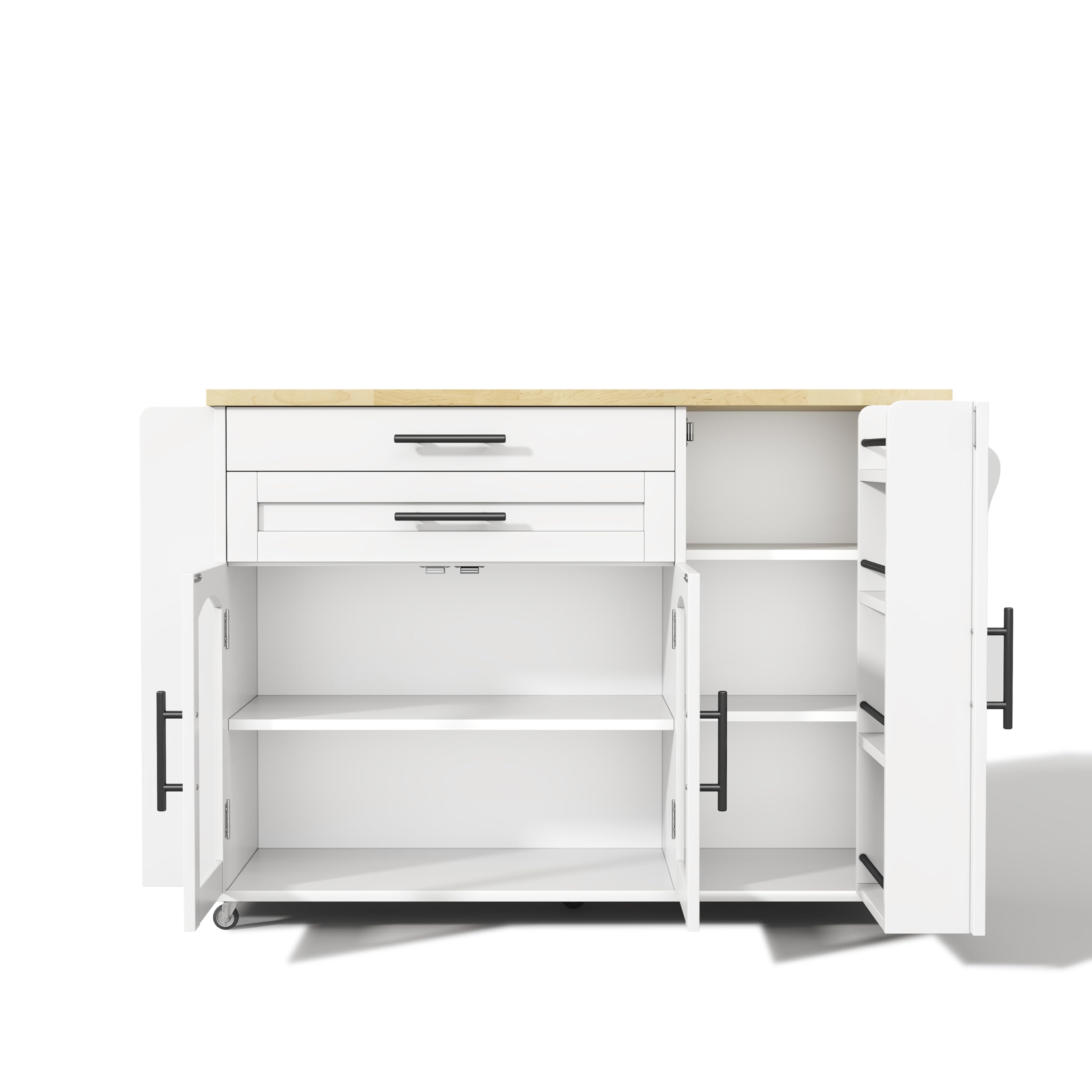 Mobiler Kücheninsel mit klappbarem Arbeitsbereich 120x45x90 cm 5 Räder