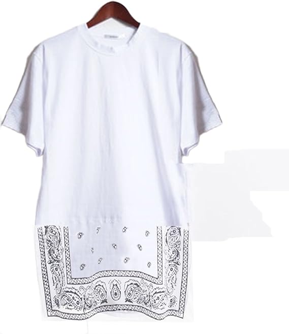 Amazon Co Jp 白 L Bigbang ビックバン Sol テヤン着用 バンダナ柄レイヤード半袖t シャツ ペイズリー柄 お兄系 Uネック ユニセックス アメカジ系 ストリート系 レディース メンズ ヒップホップ ダンス 男女兼用 ファッション