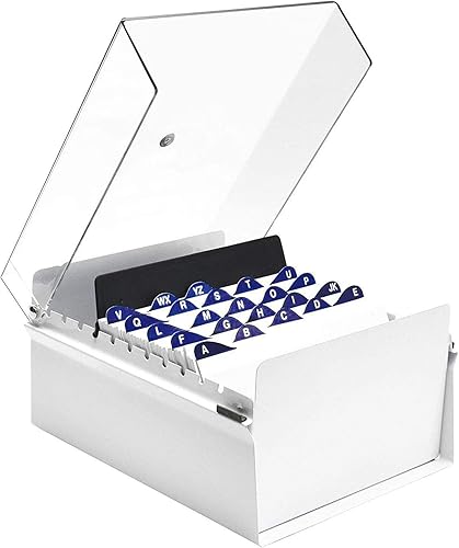 Acrimet Caja organizadora de archivos de tarjetas de 5 x 8 pulgadas, base de metal resistente (tarjetas de índice AZ y divisor incluidos) (color