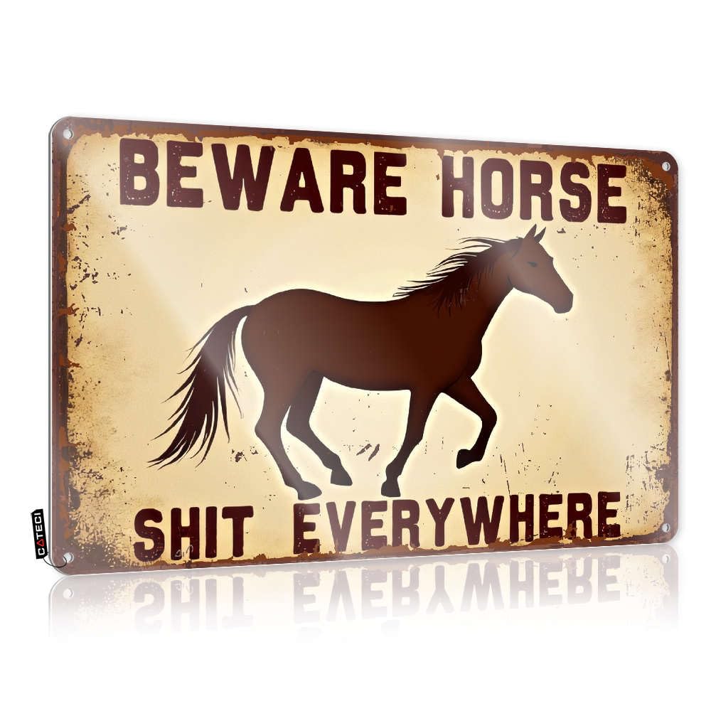 Fzfn Colour Tin Wall Decor Old-Fashioned Hot Decor Beware Horse Shit Everywhere - Vintage Wall Decor For Kitchen Bar(30X40cm)