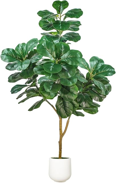Figuier artificiel avec planteur blanc, 5ft Grand arbre Faux Tall Plantes artificielles Intérieur pour le bureau intérieur Salle de séjour Décor